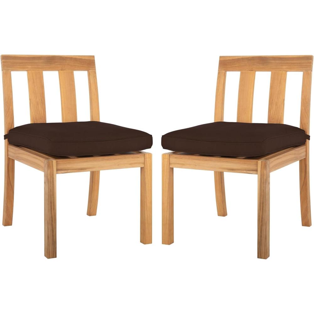 image:imageSafavieh Couture Patio Montford Natural Teak Dining Chair Set of 2NaturalDark Brown