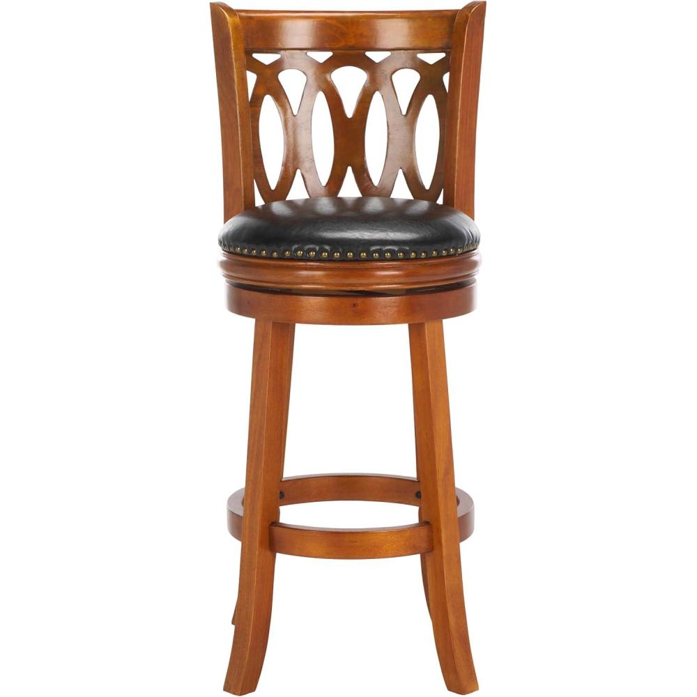 image:imageSafavieh Home Collection Baldwin Dark Oak and Black Leather Swivel 29inch Bar Stool