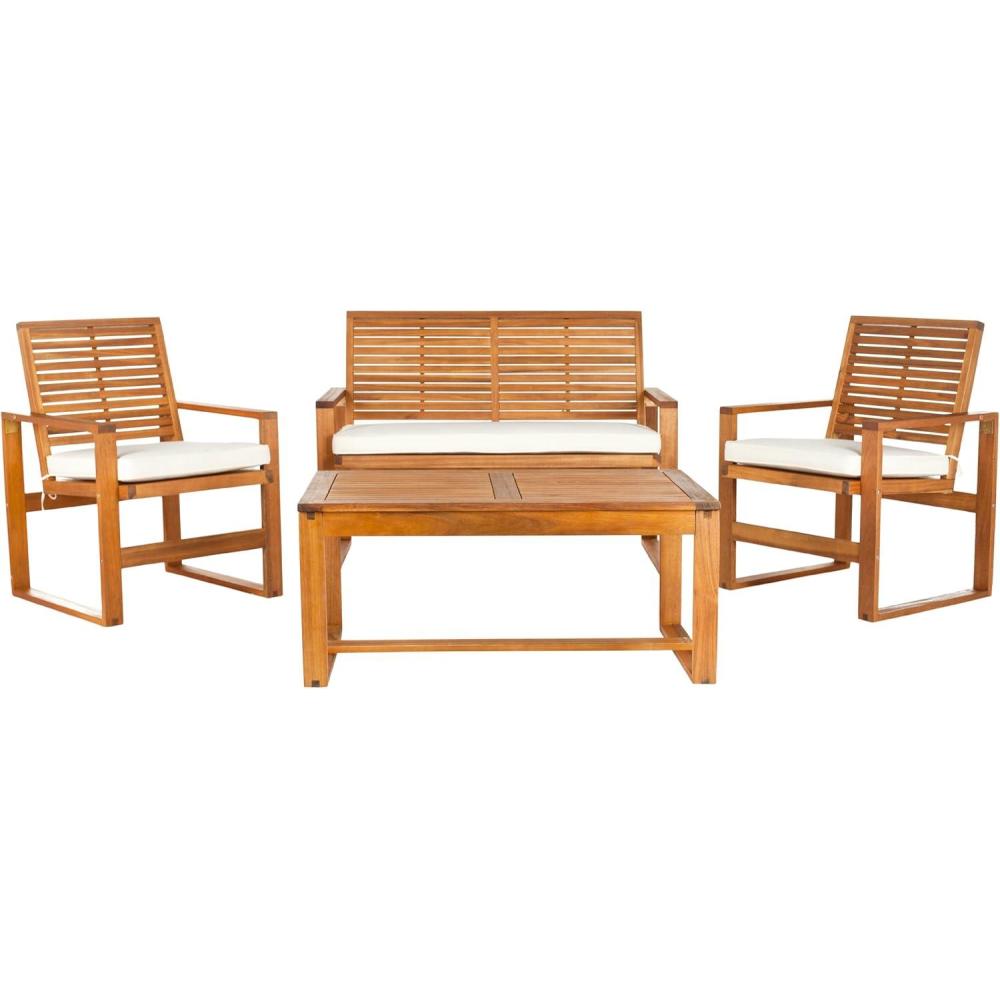image:imageSafavieh Home Collection Hailey Outdoor Living Acacia Patio Set Brown 4Piece