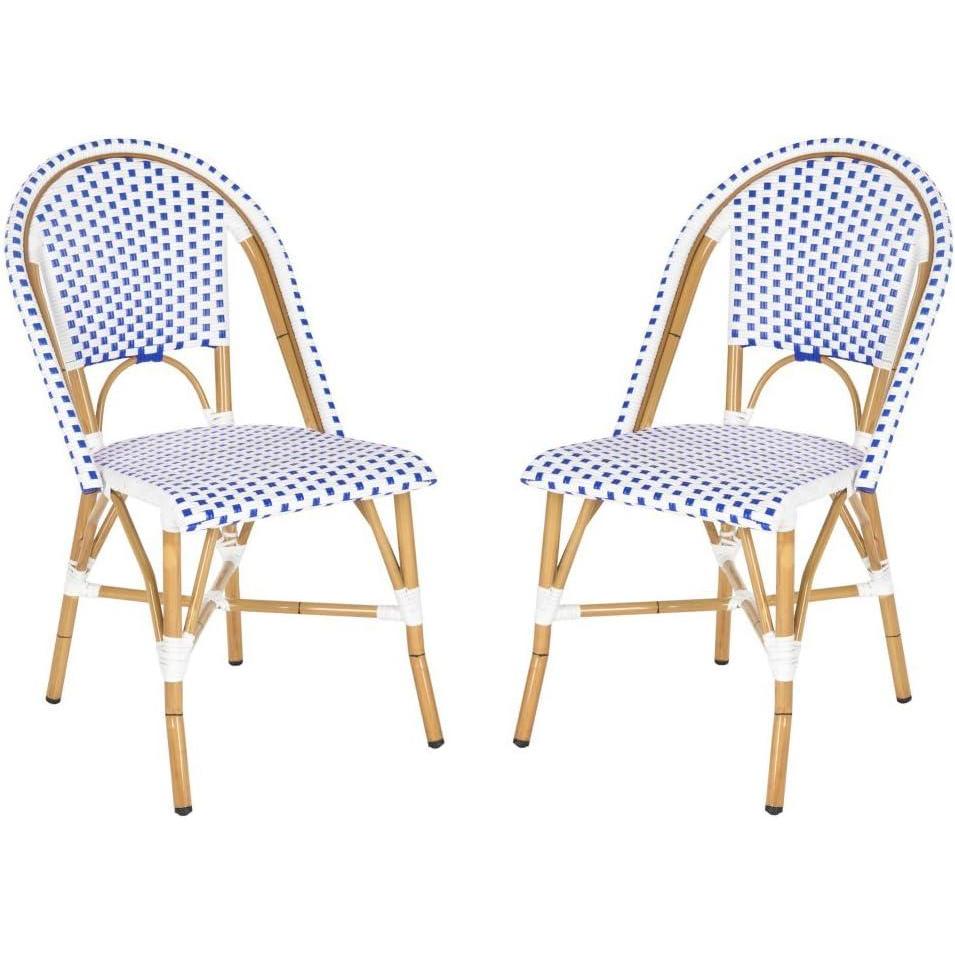 image:imageSafavieh Home Collection Hooper IndoorOutdoor Stacking Side Chairs Black White Light Brown Set of 2Blue White