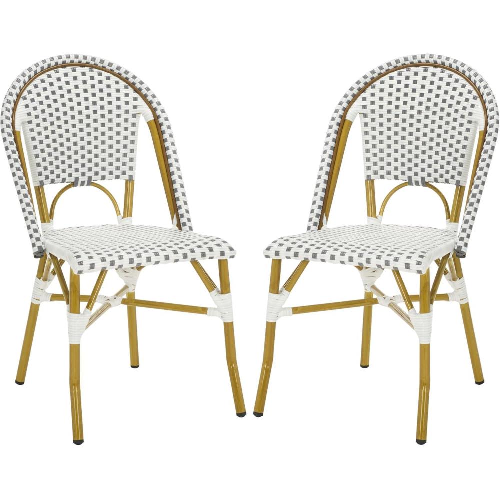 image:imageSafavieh Home Collection Hooper IndoorOutdoor Stacking Side Chairs Black White Light Brown Set of 2White Grey