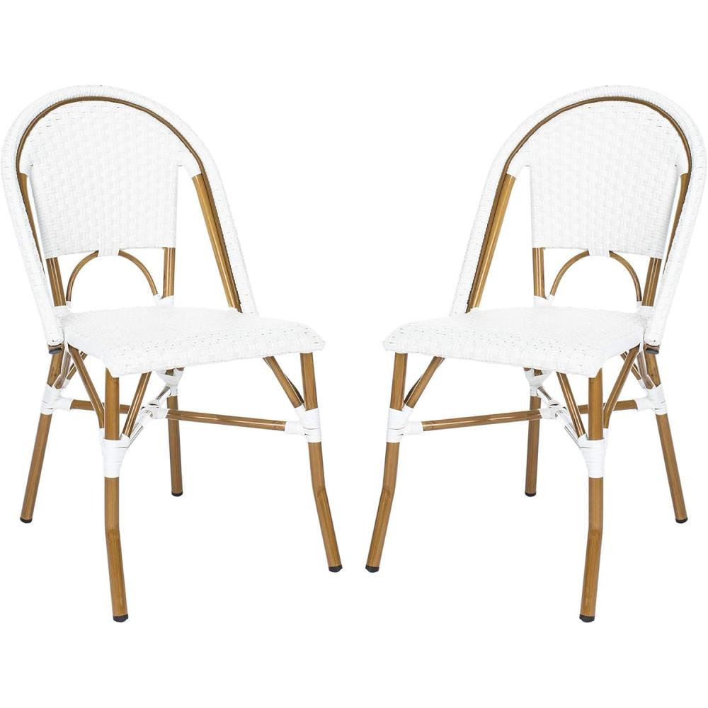 image:imageSafavieh Home Collection Hooper IndoorOutdoor Stacking Side Chairs Black White Light Brown Set of 2White