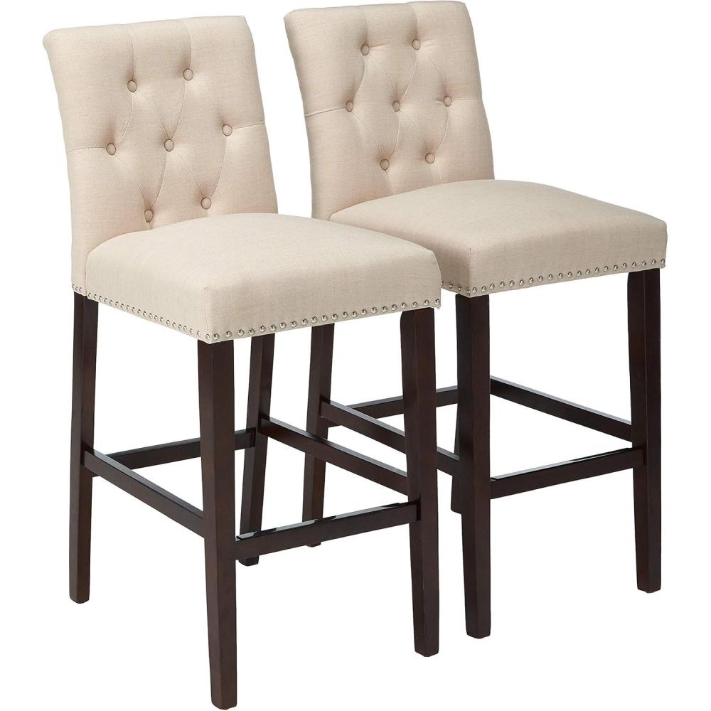 image:imageSafavieh Home Collection Norah Beige and Espresso Barstool Set of 2Beige
