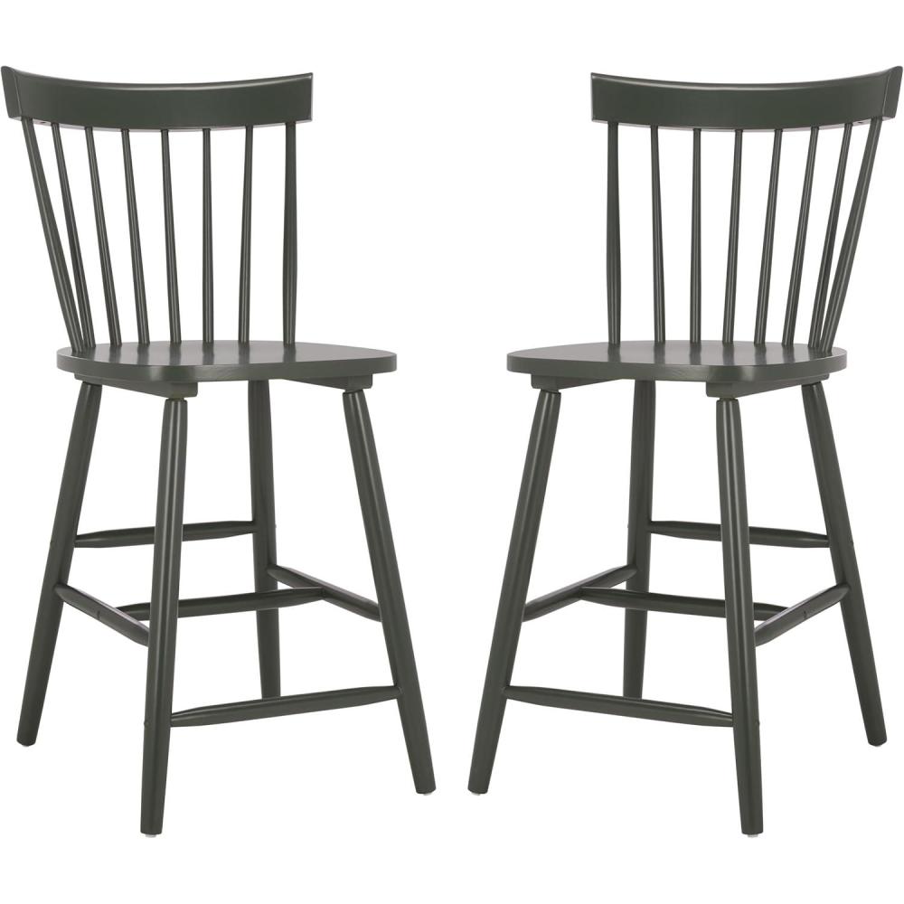 image:imageSafavieh Home Collection Providence Spindle Back White Counter 24inch Stool Set of 2Dusty Green