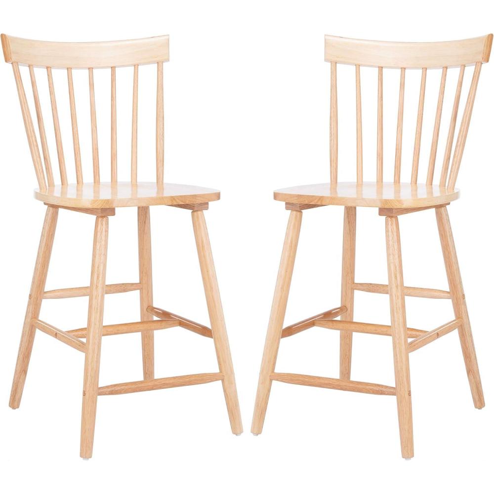 image:imageSafavieh Home Collection Providence Spindle Back White Counter 24inch Stool Set of 2Natural