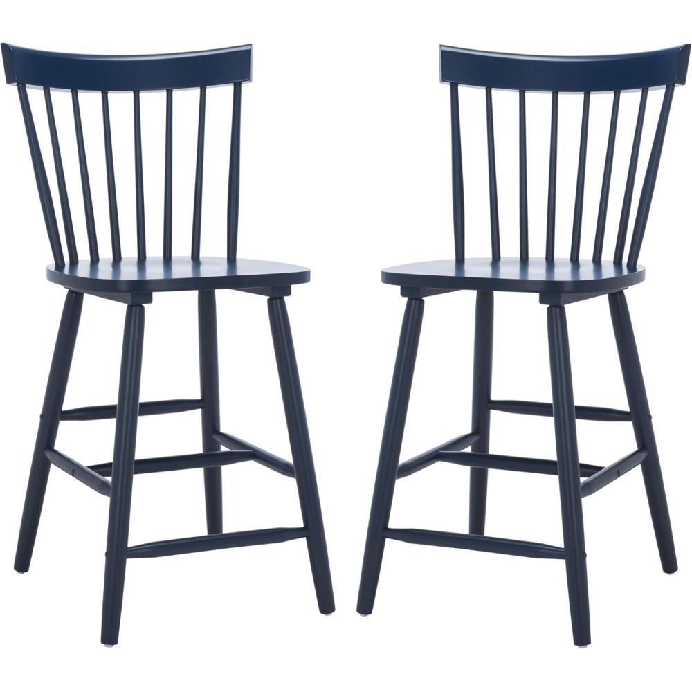 image:imageSafavieh Home Collection Providence Spindle Back White Counter 24inch Stool Set of 2Navy