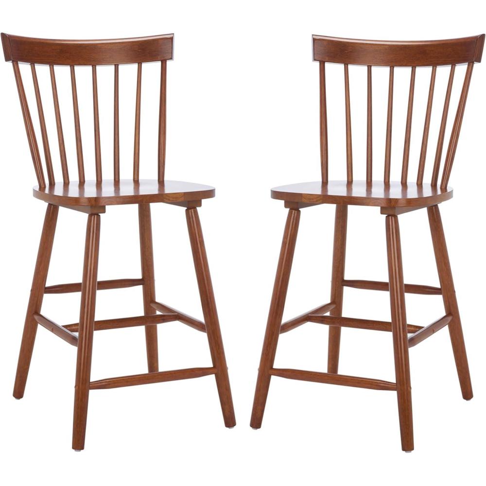 image:imageSafavieh Home Collection Providence Spindle Back White Counter 24inch Stool Set of 2Walnut