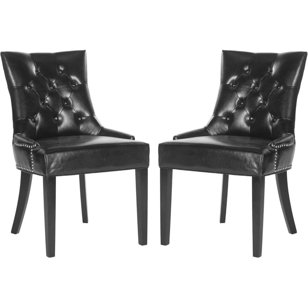 image:imageSafavieh Home Harlow Emerald Green Velvet Tufted Ring Chair Set of 2Black