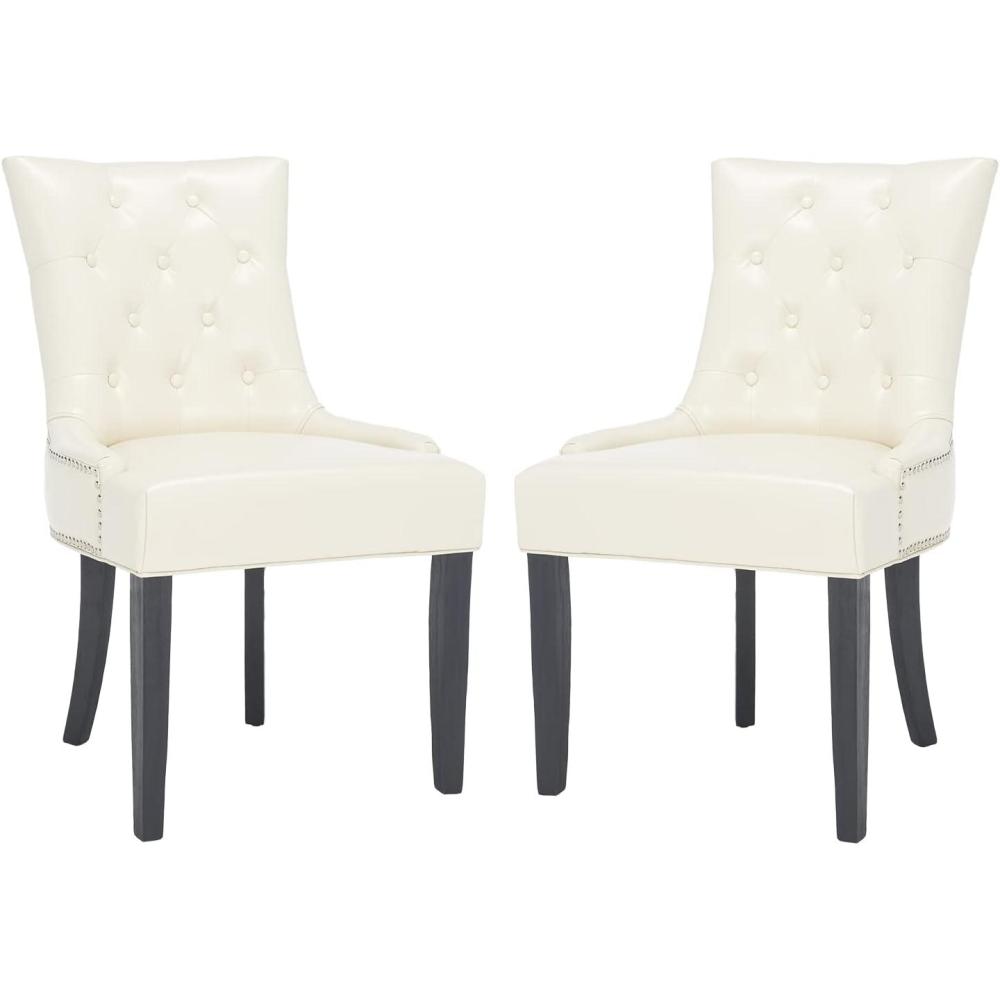 image:imageSafavieh Home Harlow Emerald Green Velvet Tufted Ring Chair Set of 2Flat Cream