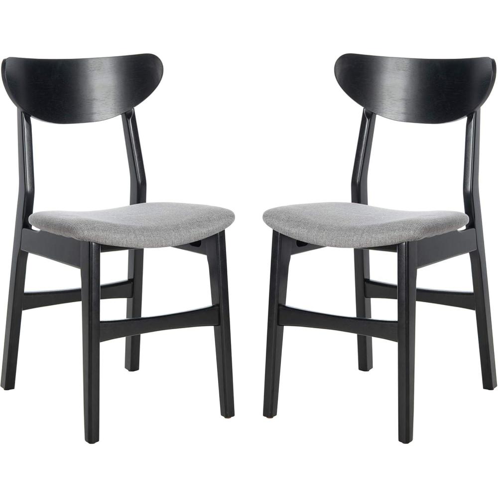 image:imageSafavieh Home Lucca Retro Natural Dining Chair Set of 2 WoodBlack  Grey