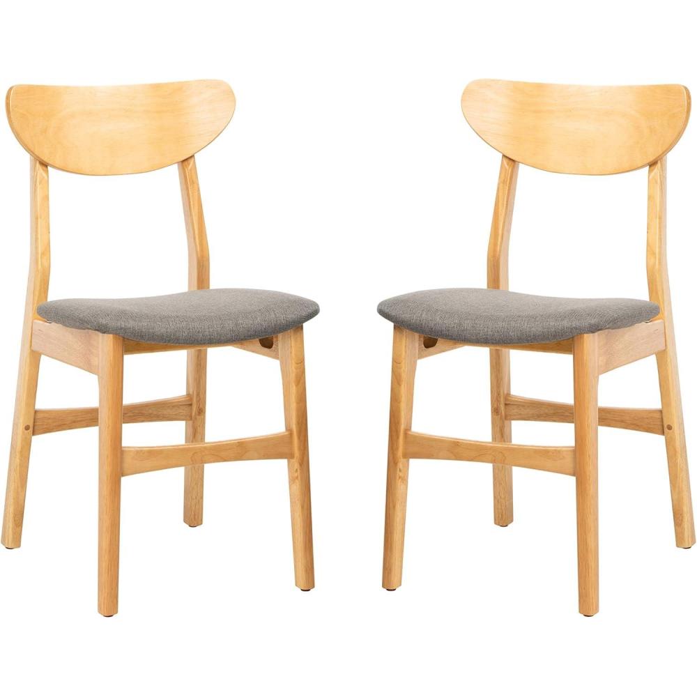 image:imageSafavieh Home Lucca Retro Natural Dining Chair Set of 2 WoodNatural  Grey
