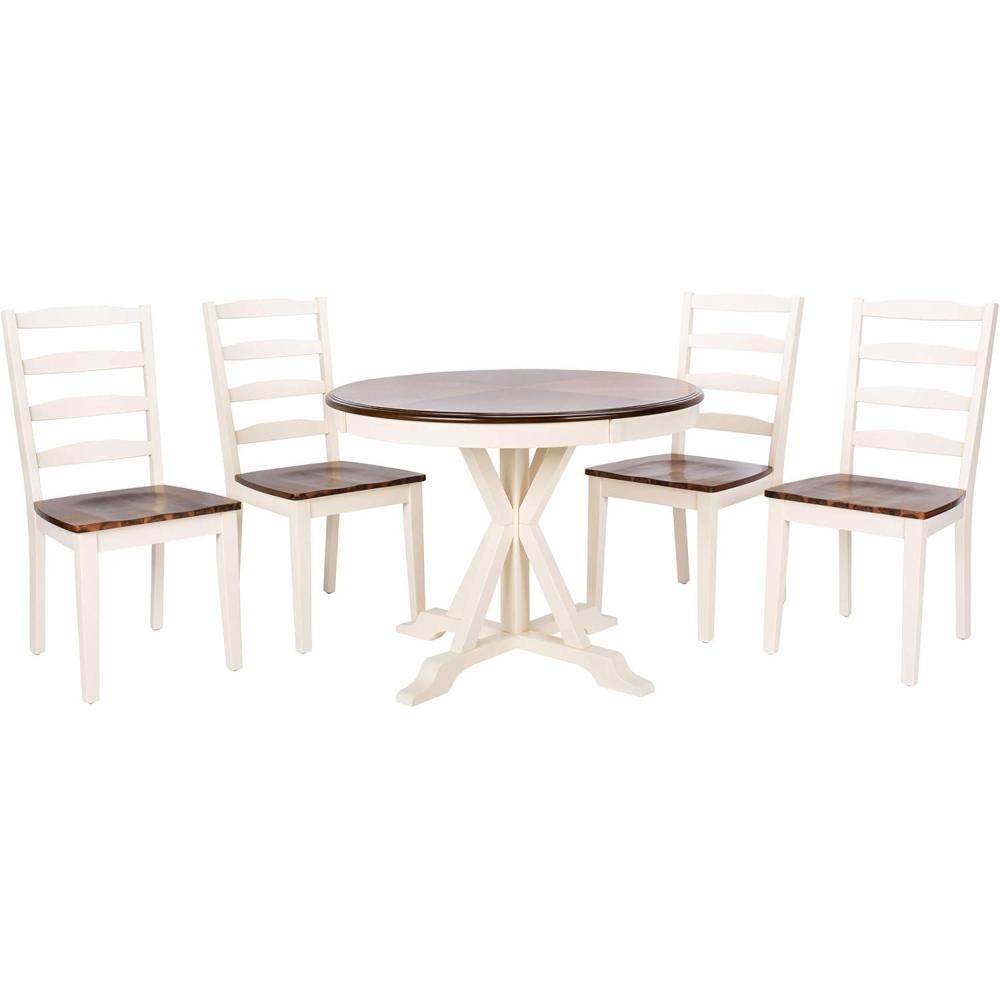 image:imageSafavieh Home Shay White and Natural 5piece Dining SetWhiteNatural Acacia