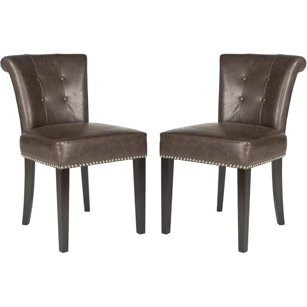 image:imageSafavieh Mercer Collection Carol Charcoal Linen Ring Dining ChairAntique Brown