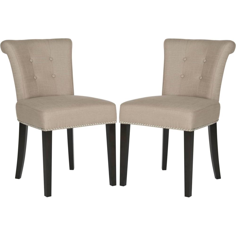 image:imageSafavieh Mercer Collection Carol Charcoal Linen Ring Dining ChairOyster Grey