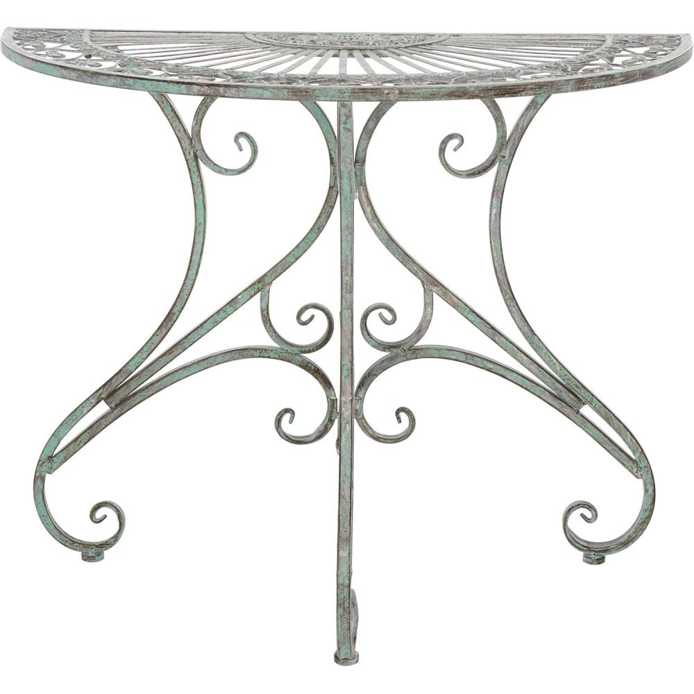 image:imageSafavieh Outdoor Collection Annalise Antique White Accent TableAntique Dark Green