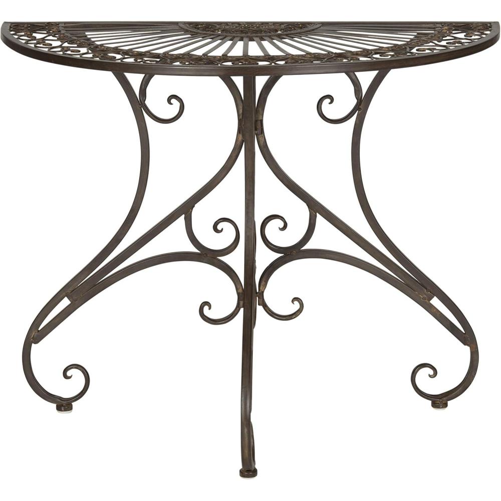 image:imageSafavieh Outdoor Collection Annalise Antique White Accent TableRustic Brown