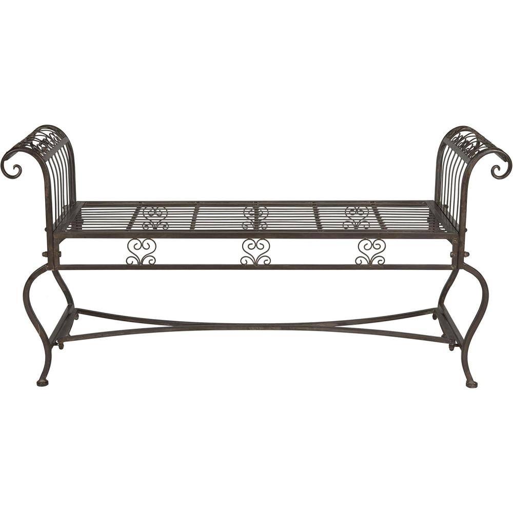 image:imageSafavieh Outdoor Collection Brielle Victorian Antique Blue BenchRustic Brown