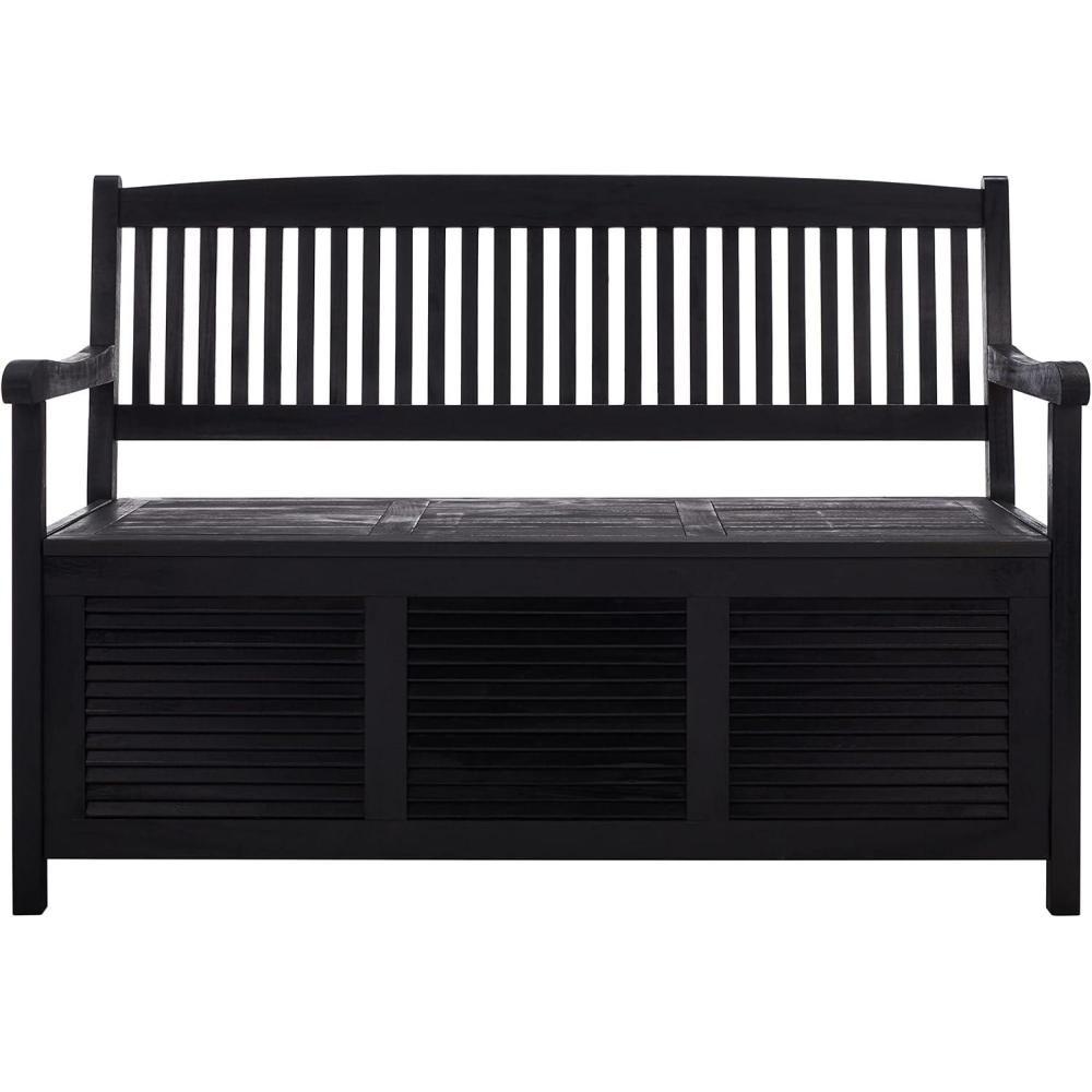 image:imageSafavieh Outdoor Collection Brisbane Grey Storage BenchBlack