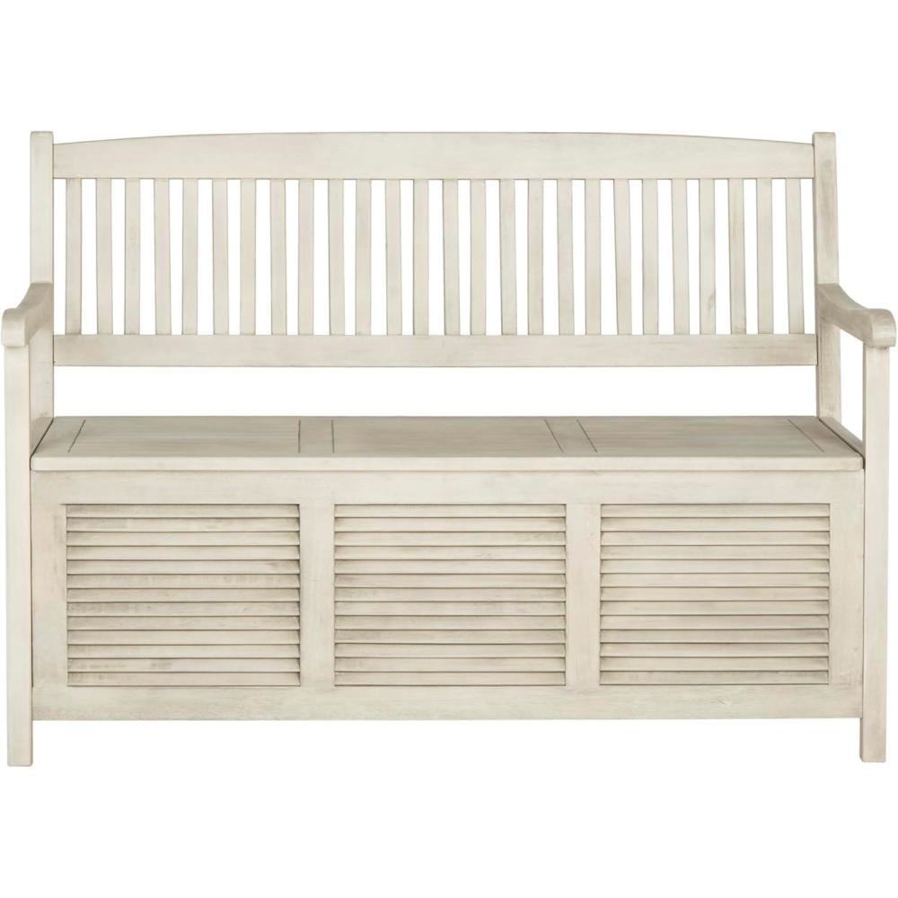 image:imageSafavieh Outdoor Collection Brisbane Grey Storage BenchDistressedWhite