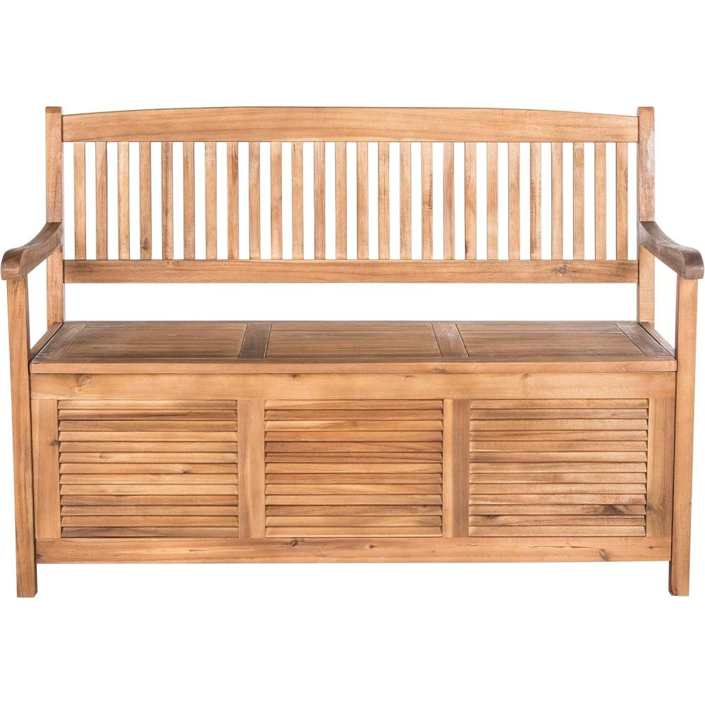 image:imageSafavieh Outdoor Collection Brisbane Grey Storage BenchNatural