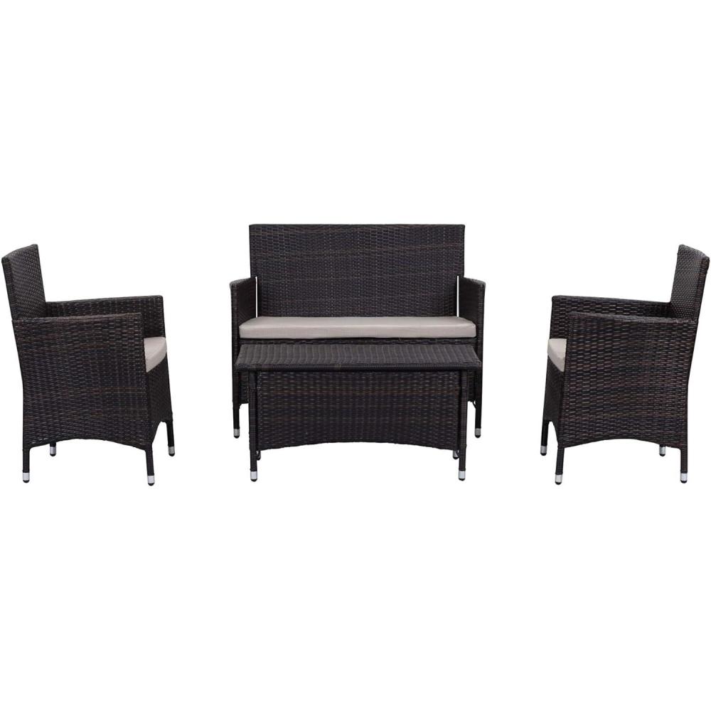image:imageSafavieh Outdoor Collection Figueroa Black and White 4Piece Patio SetBrown  Sand