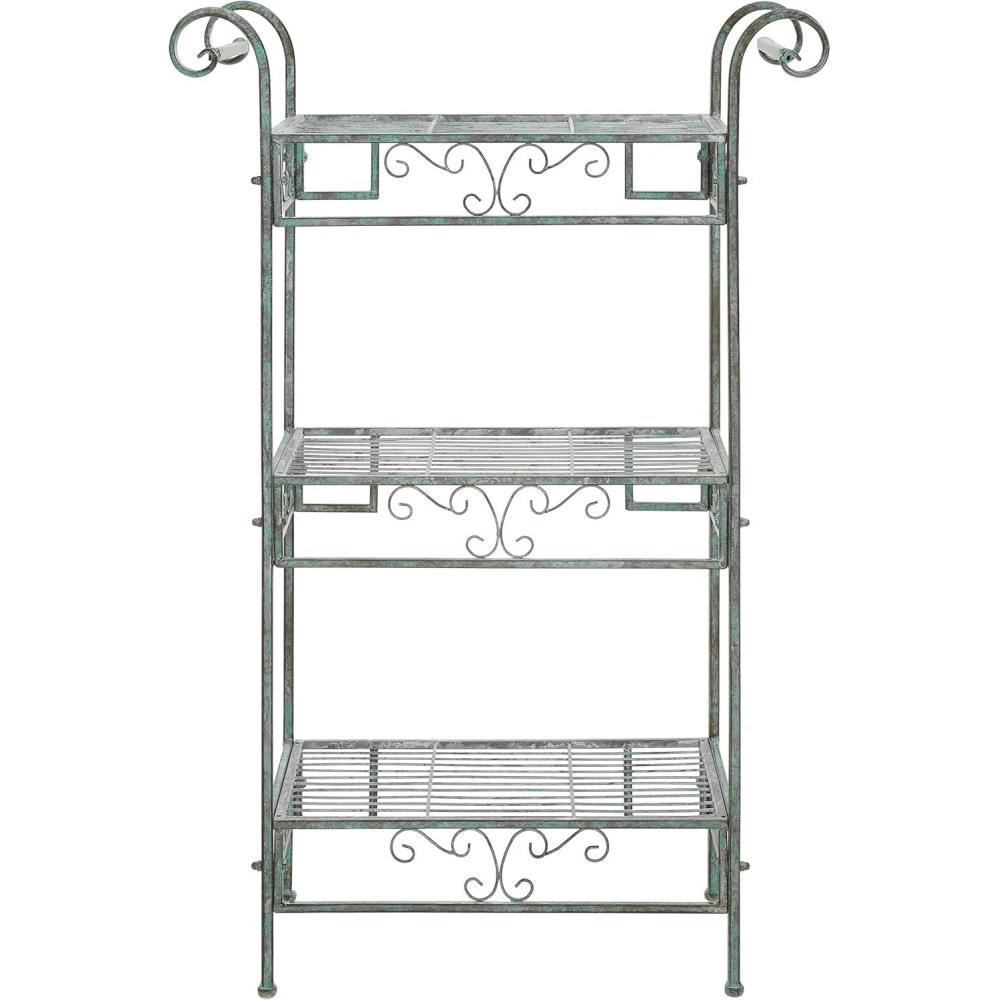 image:imageSafavieh Outdoor Collection Noreen Antique White 3 Tier ShelfAntique Dark Green