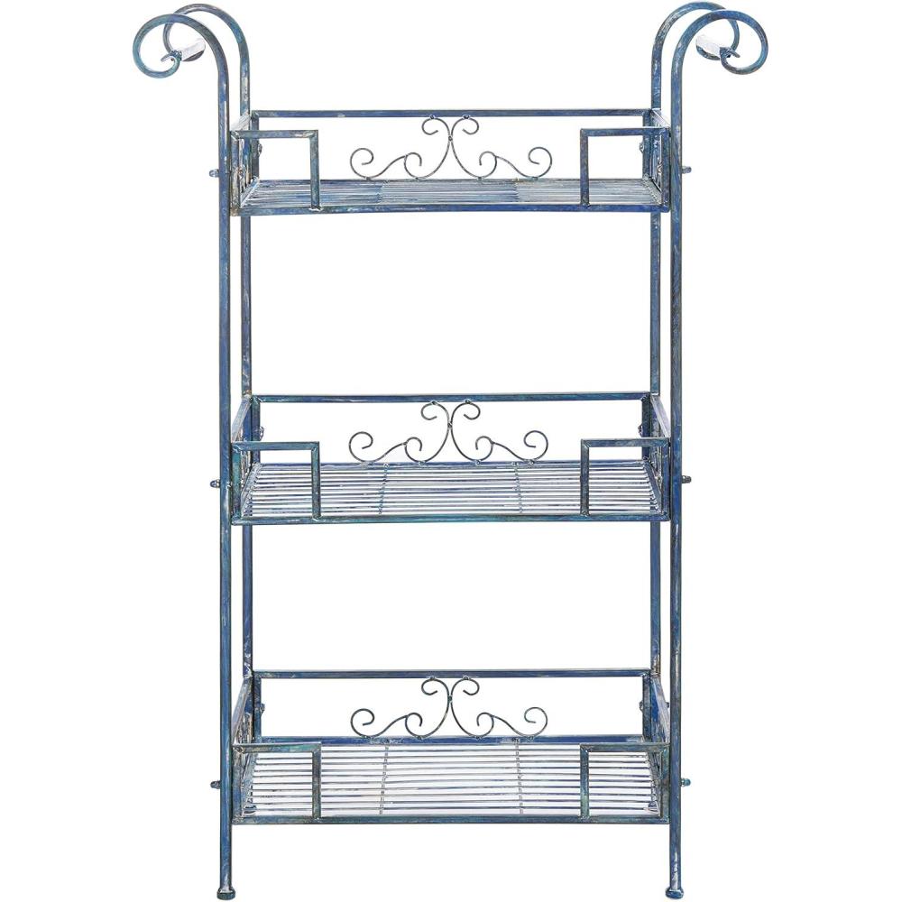 image:imageSafavieh Outdoor Collection Noreen Antique White 3 Tier ShelfMossy Blue