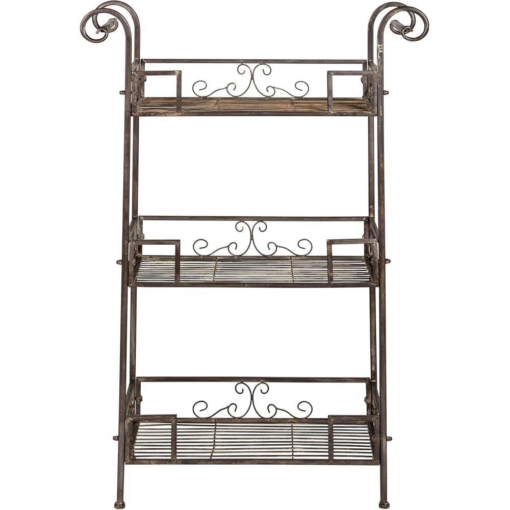 image:imageSafavieh Outdoor Collection Noreen Antique White 3 Tier ShelfRustic Brown