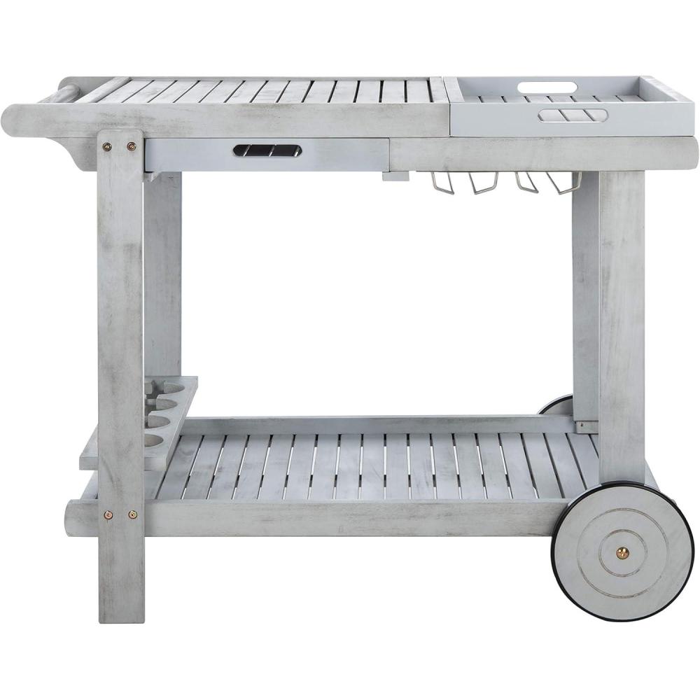 image:imageSafavieh Outdoor Collection Orland Natural Wood Tea Trolley CartGrey