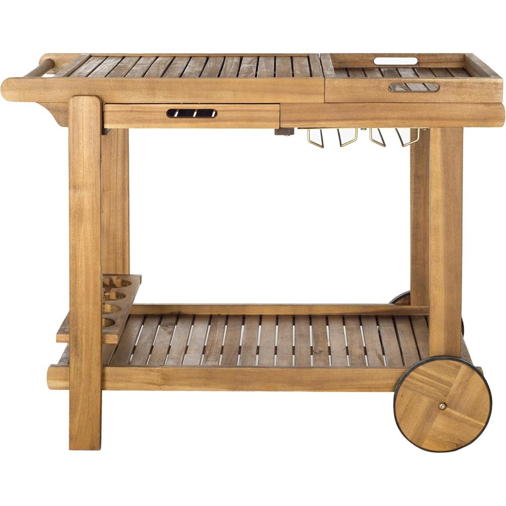 image:imageSafavieh Outdoor Collection Orland Natural Wood Tea Trolley CartNatural