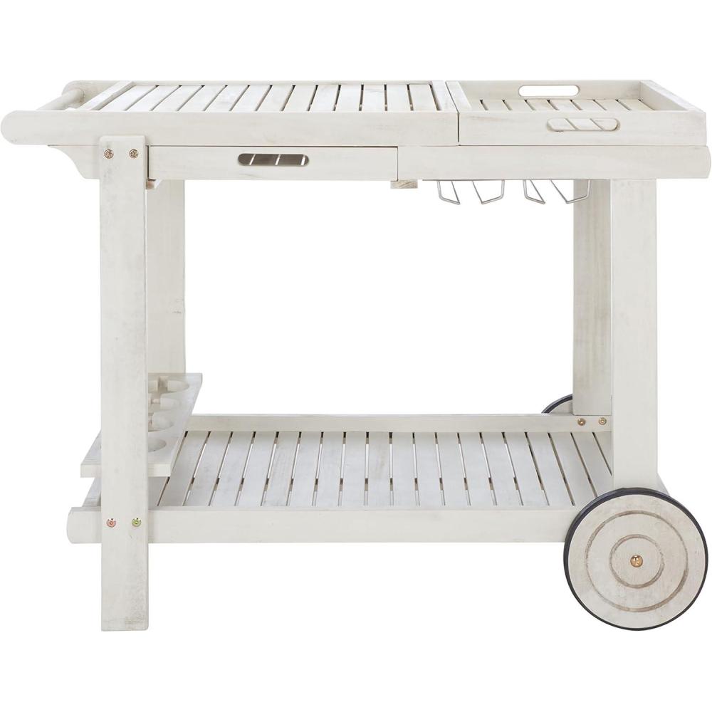 image:imageSafavieh Outdoor Collection Orland Natural Wood Tea Trolley CartWhite