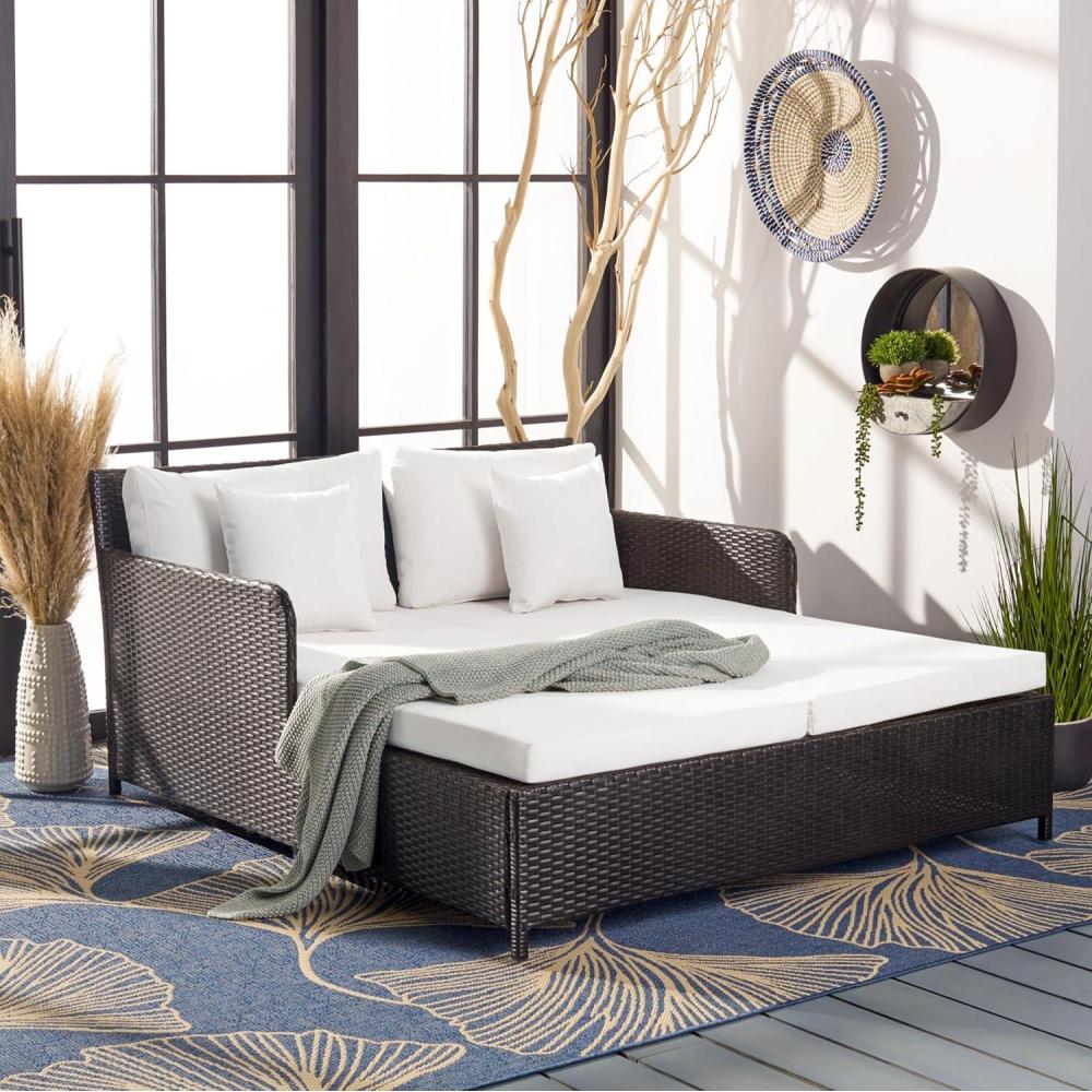 image:imageSafavieh Outdoor Collection PAT7500 Daybed BlackLight GreyBlackBeige