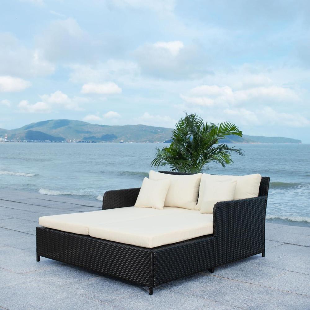 image:imageSafavieh Outdoor Collection PAT7500 Daybed BlackLight GreyBlackLight Grey