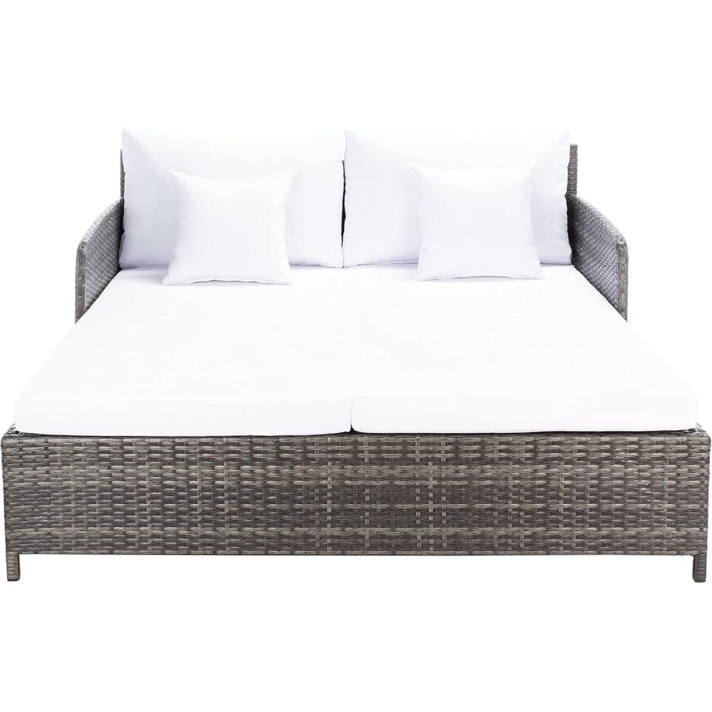 image:imageSafavieh Outdoor Collection PAT7500 Daybed BlackLight GreyGrey BrownWhite