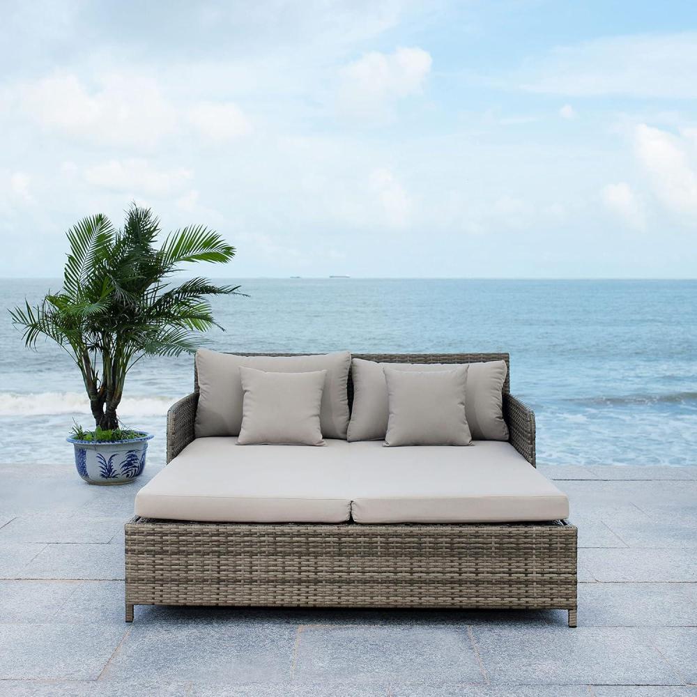 image:imageSafavieh Outdoor Collection PAT7500 Daybed BlackLight GreyGreyGrey