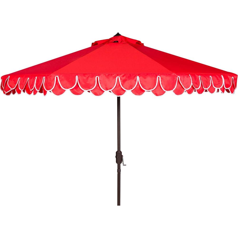 image:imageSafavieh Outdoor Elegant Valance 11Foot Round UV Protected UmbrellaRed