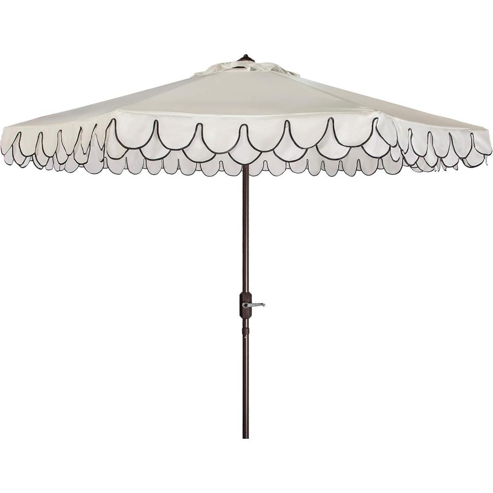 image:imageSafavieh Outdoor Elegant Valance 11Foot Round UV Protected UmbrellaWhiteBlack
