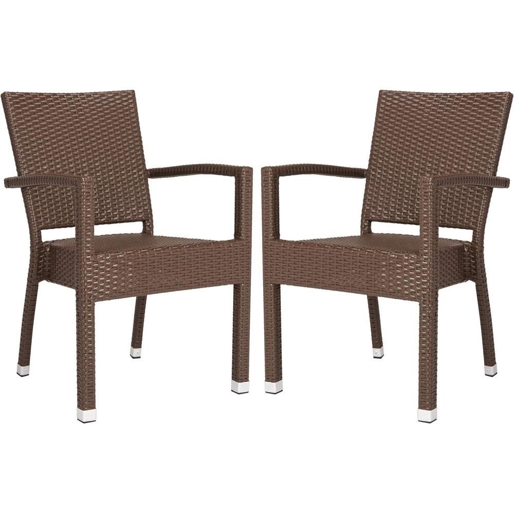 image:imageSafavieh Outdoor Living Collection Kelda Wicker Arm ChairsBrown
