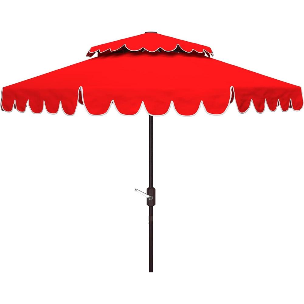 image:imageSafavieh Outdoor Venice 9Foot Round Double Top Crank UV Protected UmbrellaRed