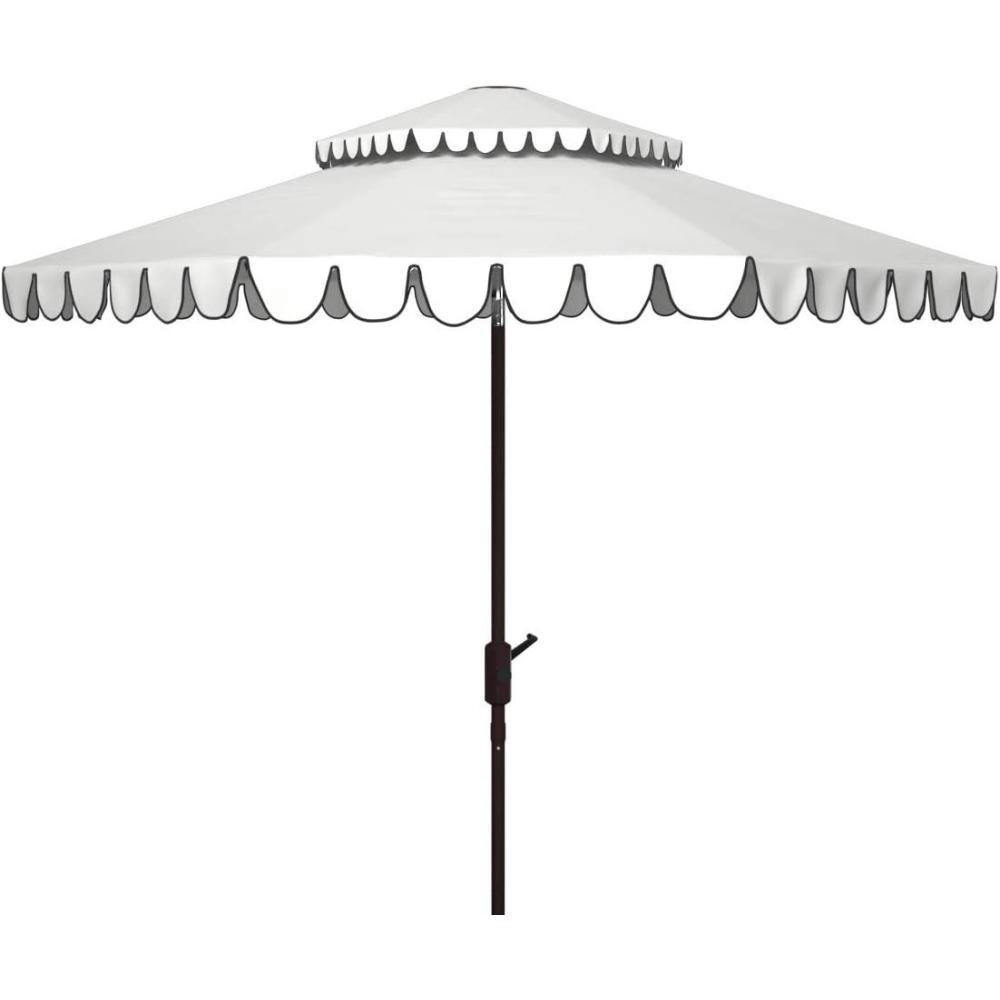 image:imageSafavieh Outdoor Venice 9Foot Round Double Top Crank UV Protected UmbrellaWhiteBlack