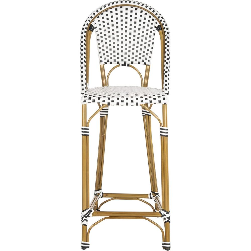 image:imageSafavieh PAT4038C Outdoor Collection Zaid White Stackable 30inch Bar StoolBlackWhite