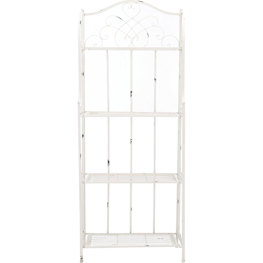 image:imageSafavieh PAT5014A Collection Amaris Rusty Orange Wrought Iron 4 Tier Outdoor Bakers Rack ShelveAntique White