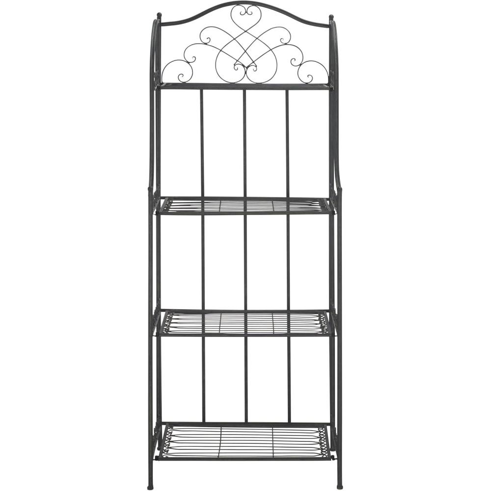 image:imageSafavieh PAT5014A Collection Amaris Rusty Orange Wrought Iron 4 Tier Outdoor Bakers Rack ShelveBlack