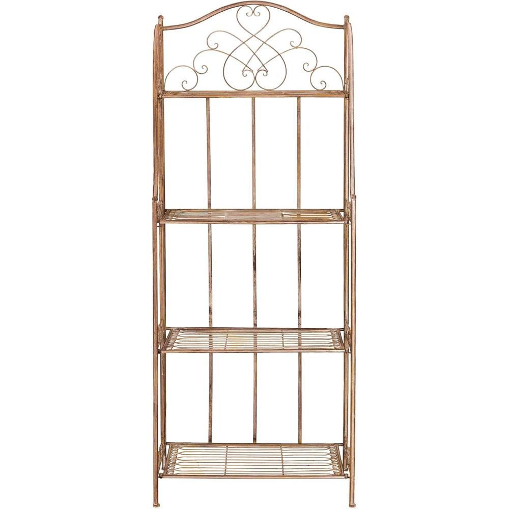 image:imageSafavieh PAT5014A Collection Amaris Rusty Orange Wrought Iron 4 Tier Outdoor Bakers Rack ShelveRusty Orange