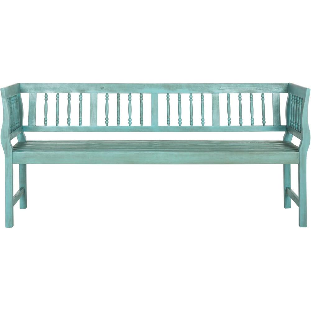 image:imageSafavieh PAT6732A Outdoor Collection Brentwood BenchBeach House Blue  Beige