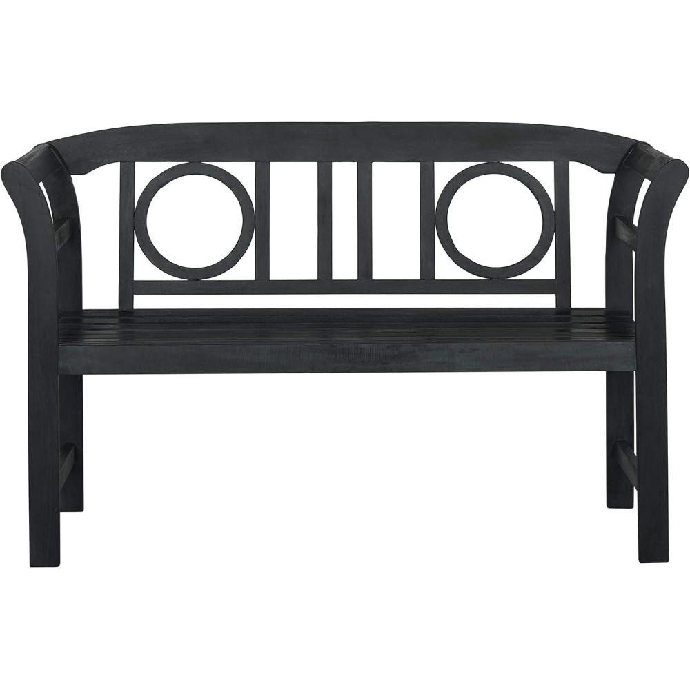 image:imageSafavieh PAT6743K Outdoor Collection Moorpark Grey 2 Seat Bench Dark Slate GrayDark Slate Gray