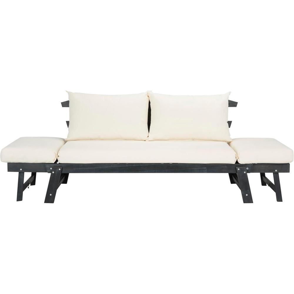image:imageSafavieh PAT6745A Outdoor Collection Tandra Grey Modern Contemporary Daybed Day BedDark Slate Gray Beige