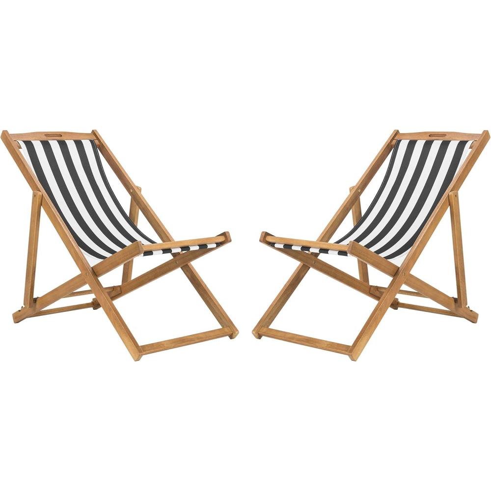 image:imageSafavieh PAT7040A SET2 Outdoor Collection Loren TeakNatural Black Stripe