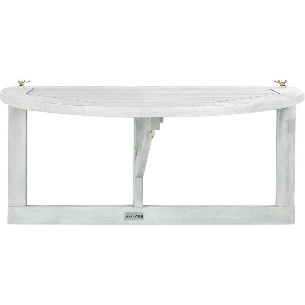 image:imageSafavieh PAT7045A Outdoor Collection Owens Natural teak wood Balcony Hanging Half TableGrey