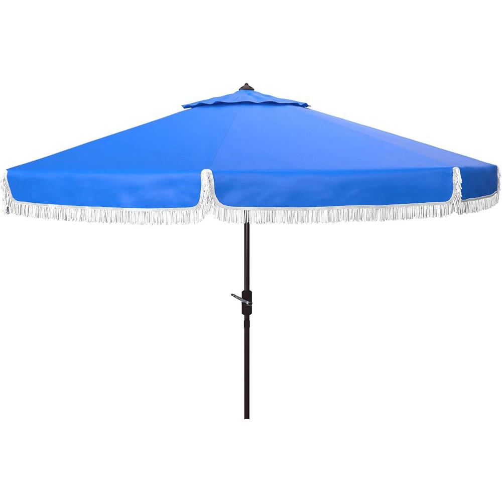 image:imageSafavieh PAT8008A Collection Milan Fringe Navy and White 9Ft Crank Outdoor Push Button Tilt UmbrellaPacific
